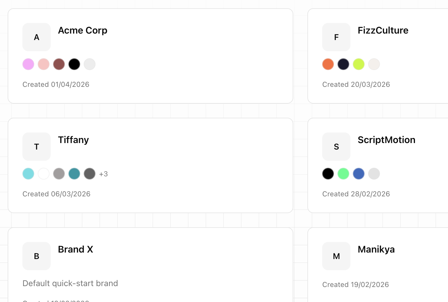 Brand and client management workspace